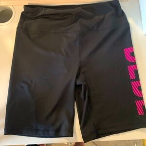 High Waisted Black and Pink Biker Shorts